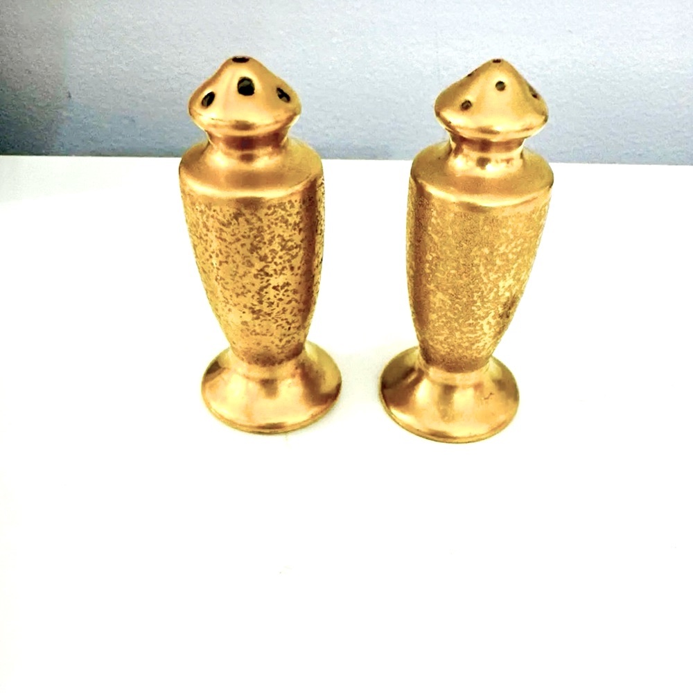 VINTAGE Pickard Salt and Pepper Shakers Gold